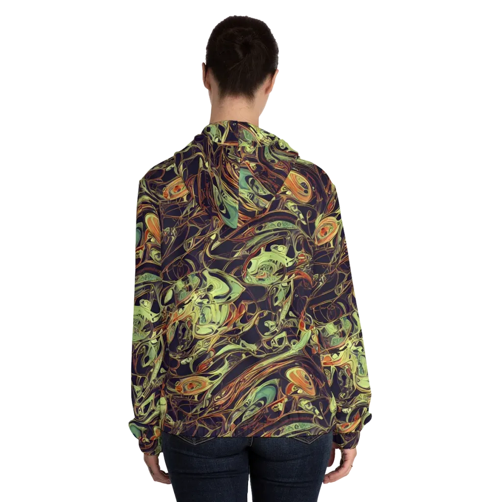 Molten Labyrinth on Women's Full-Zip Hoodie — Back On Person