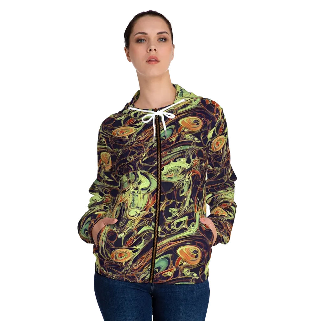 Molten Labyrinth on Women's Full-Zip Hoodie — Front On Person