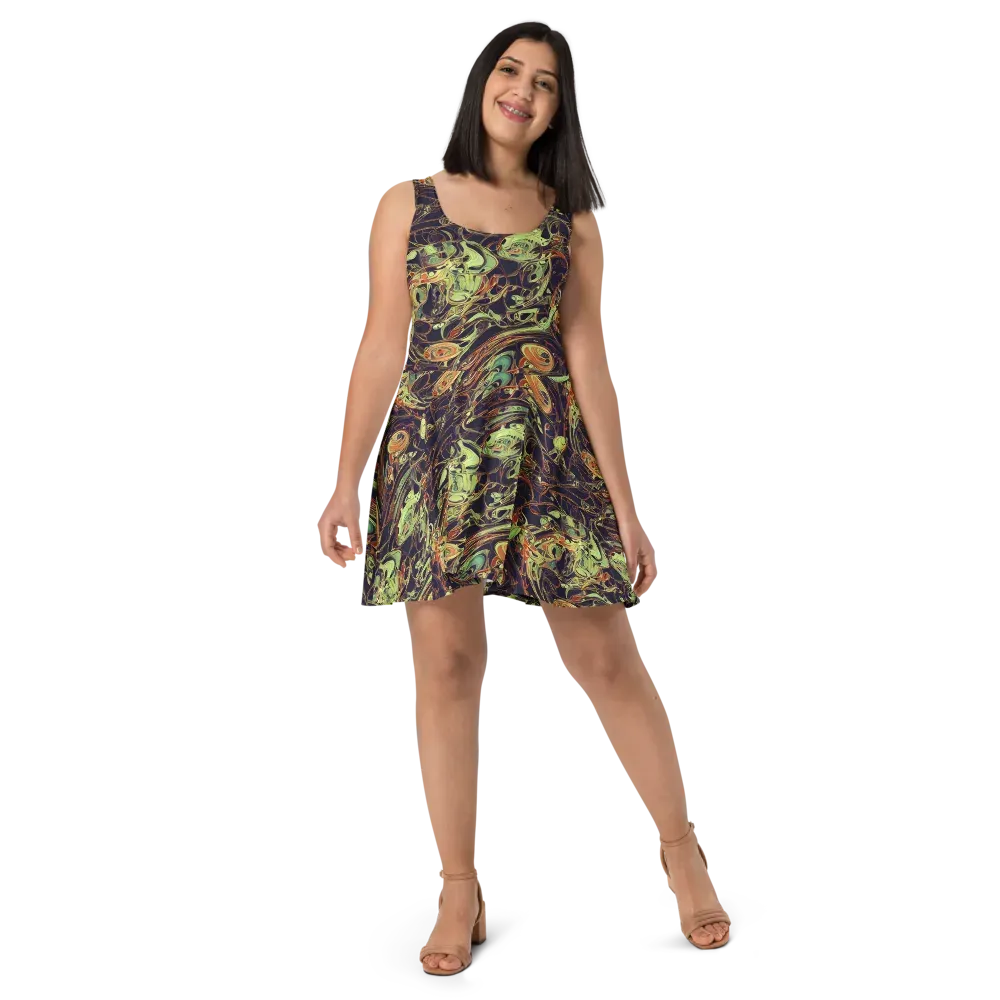 Molten Labyrinth on Skater Dress — Front