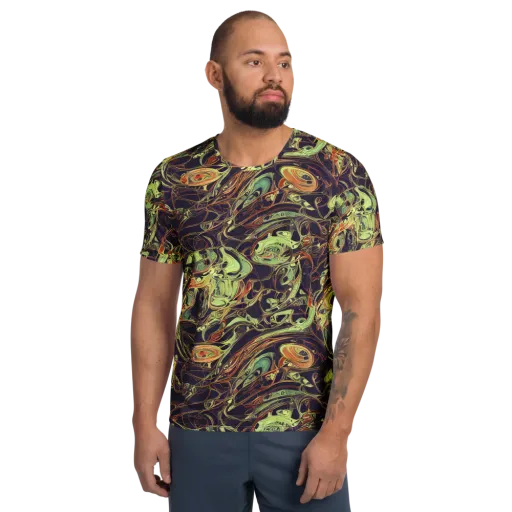 Molten Labyrinth on a Men's Athletic T-Shirt