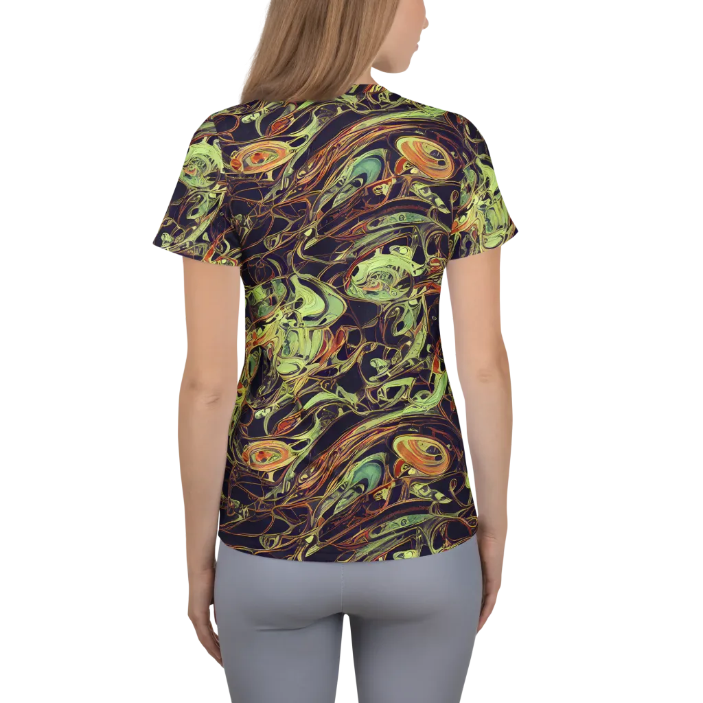 Molten Labyrinth on Women's Athletic T-Shirt — Back