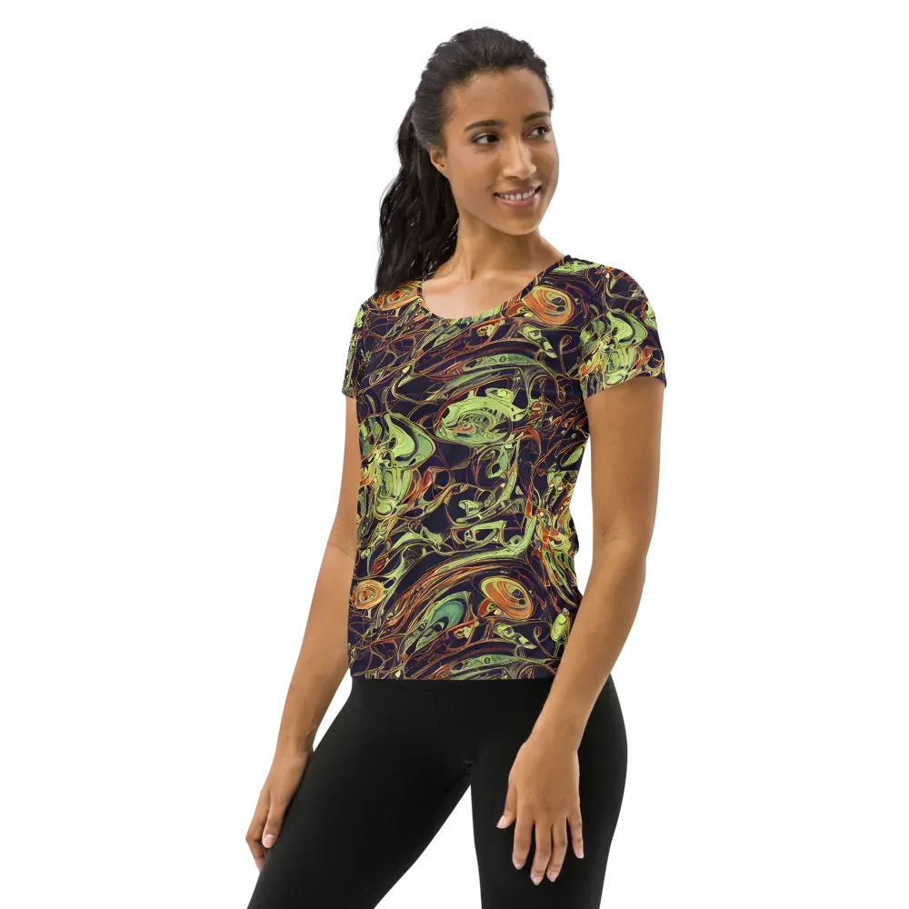 Molten Labyrinth on Women's Athletic T-Shirt — Left