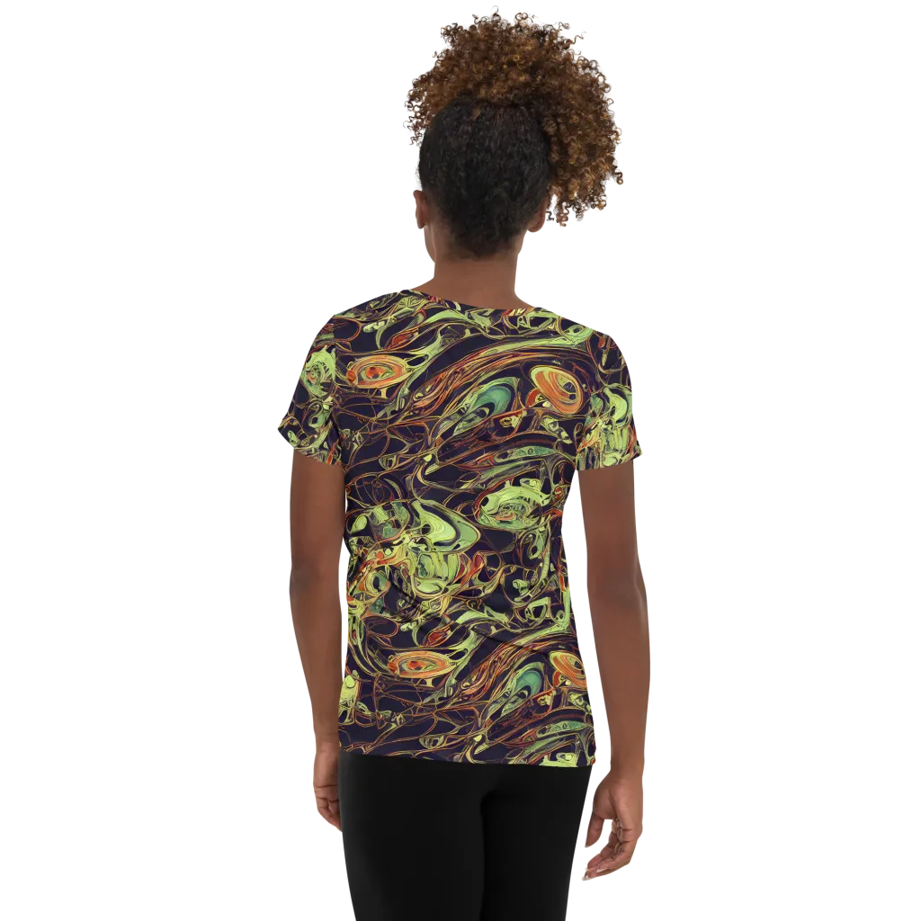 Molten Labyrinth on Women's Athletic T-Shirt — Back