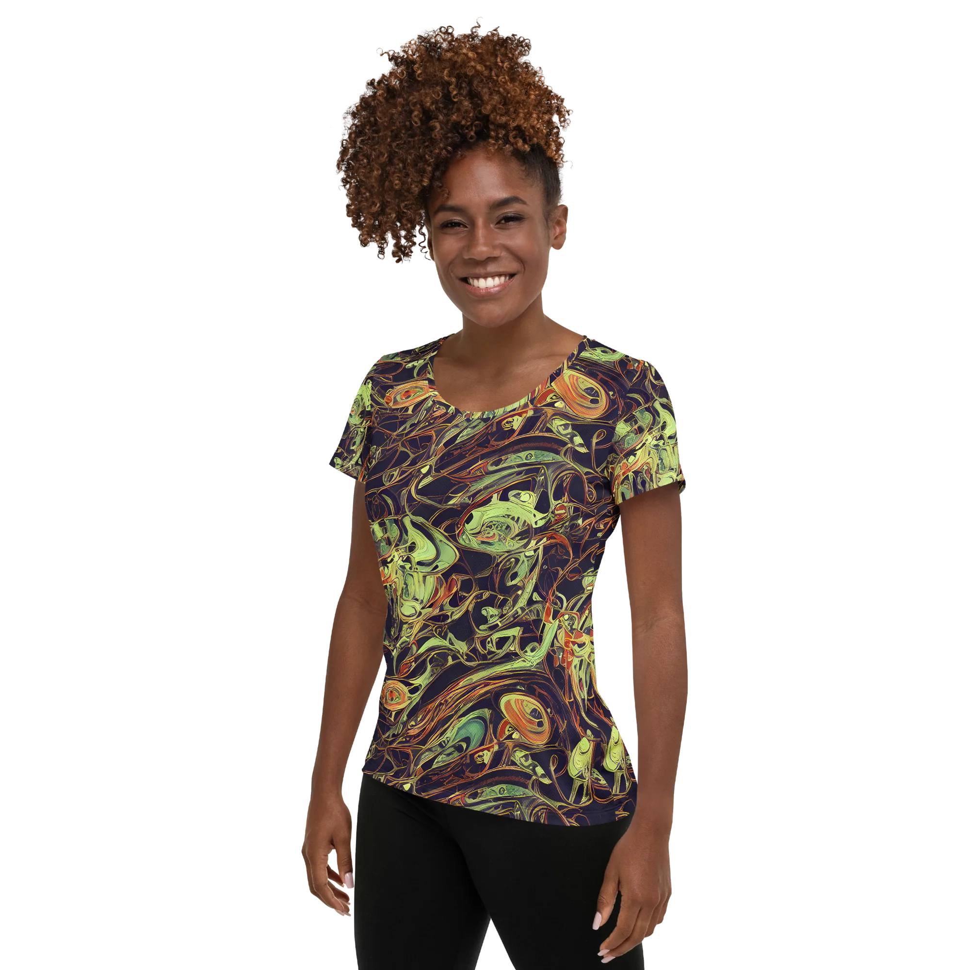 Molten Labyrinth on Women's Athletic T-Shirt — Left