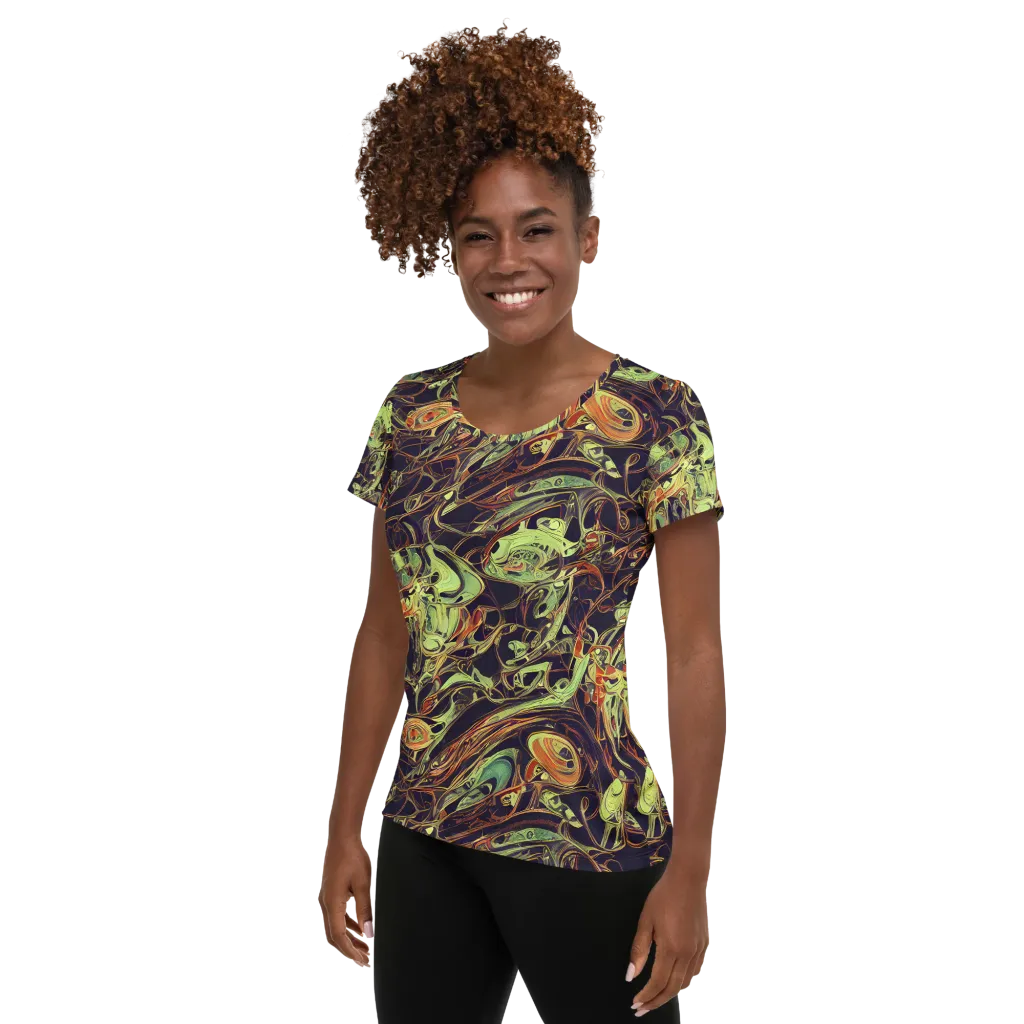 Molten Labyrinth on Women's Athletic T-Shirt — Left