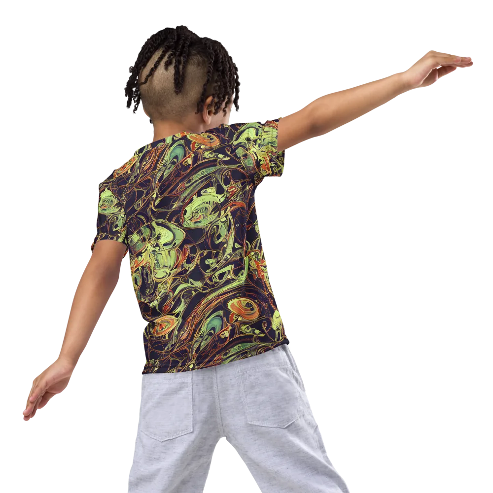 Molten Labyrinth on Kids Crew Neck T-Shirt — Back