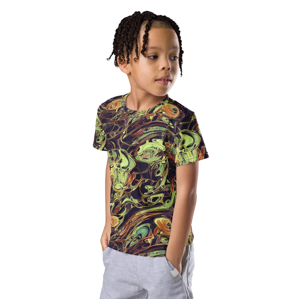 Molten Labyrinth on Kids Crew Neck T-Shirt — Left Front
