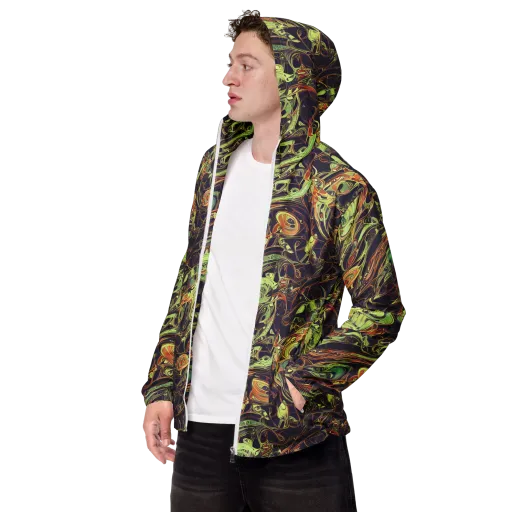Molten Labyrinth on a Men's Windbreaker