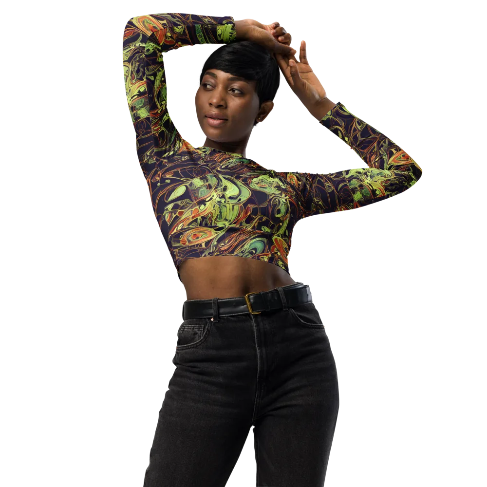 Molten Labyrinth on Long Sleeve Crop Top — Front