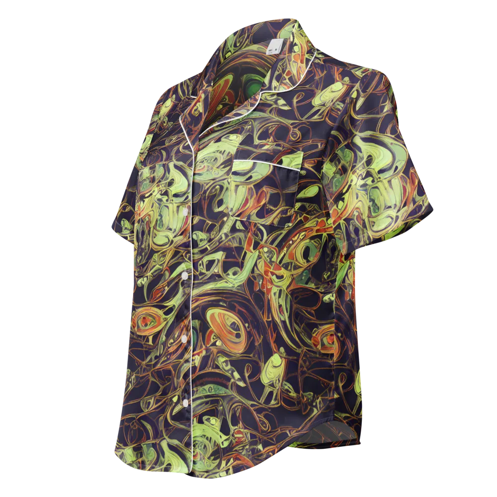 Molten Labyrinth on Women's Short Sleeve Pajama Top — Left Front