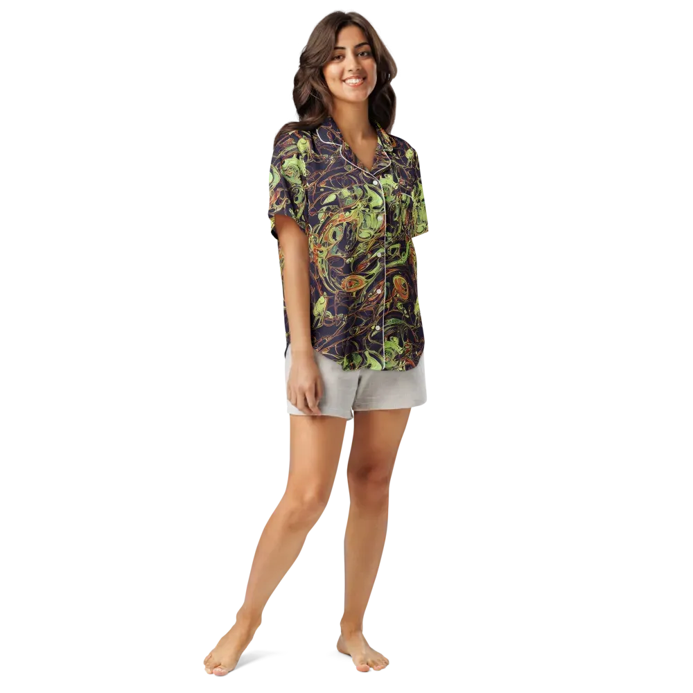Molten Labyrinth on Women's Short Sleeve Pajama Top — Front