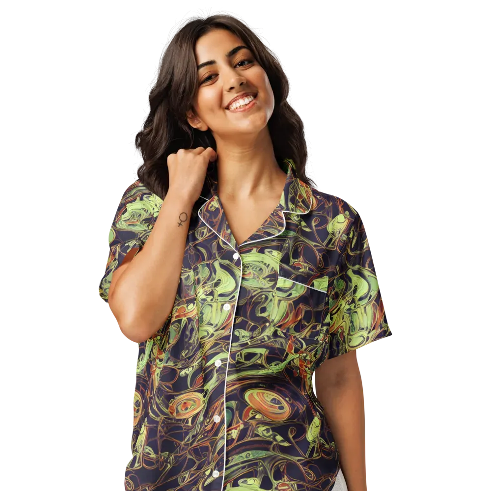 Molten Labyrinth on Women's Short Sleeve Pajama Top — Front