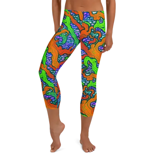 Cyber Tides on a Capri Leggings