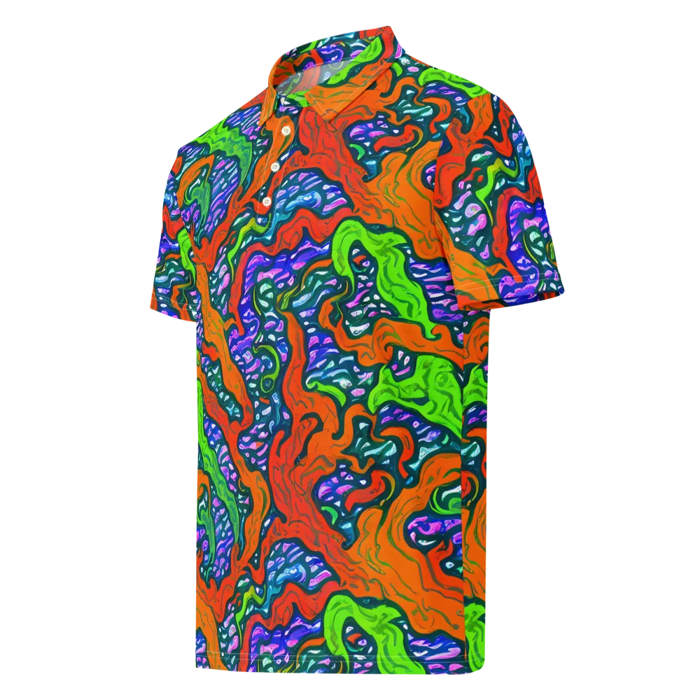 Cyber Tides on Men's Slim Fit Polo Shirt — Left Front