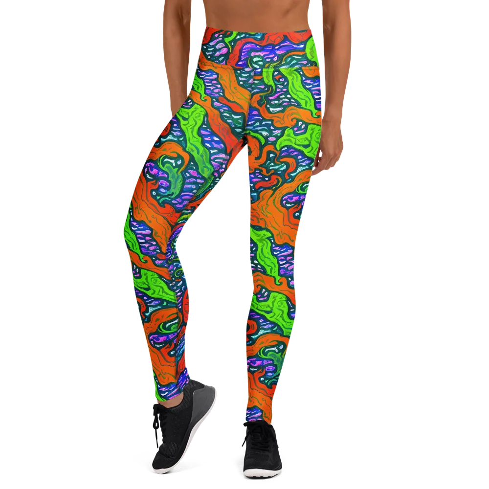 Cyber Tides on Yoga Leggings — Front
