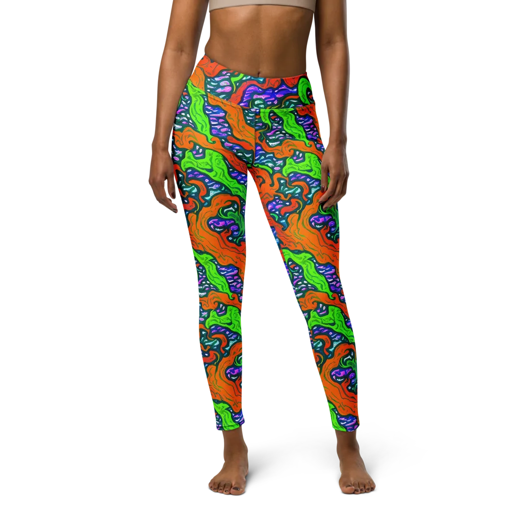 Cyber Tides on Yoga Leggings — Front