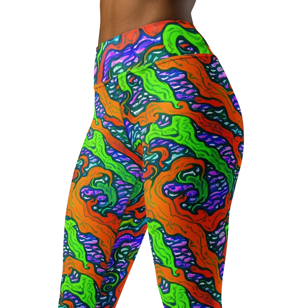 Cyber Tides on Yoga Leggings — Left Front