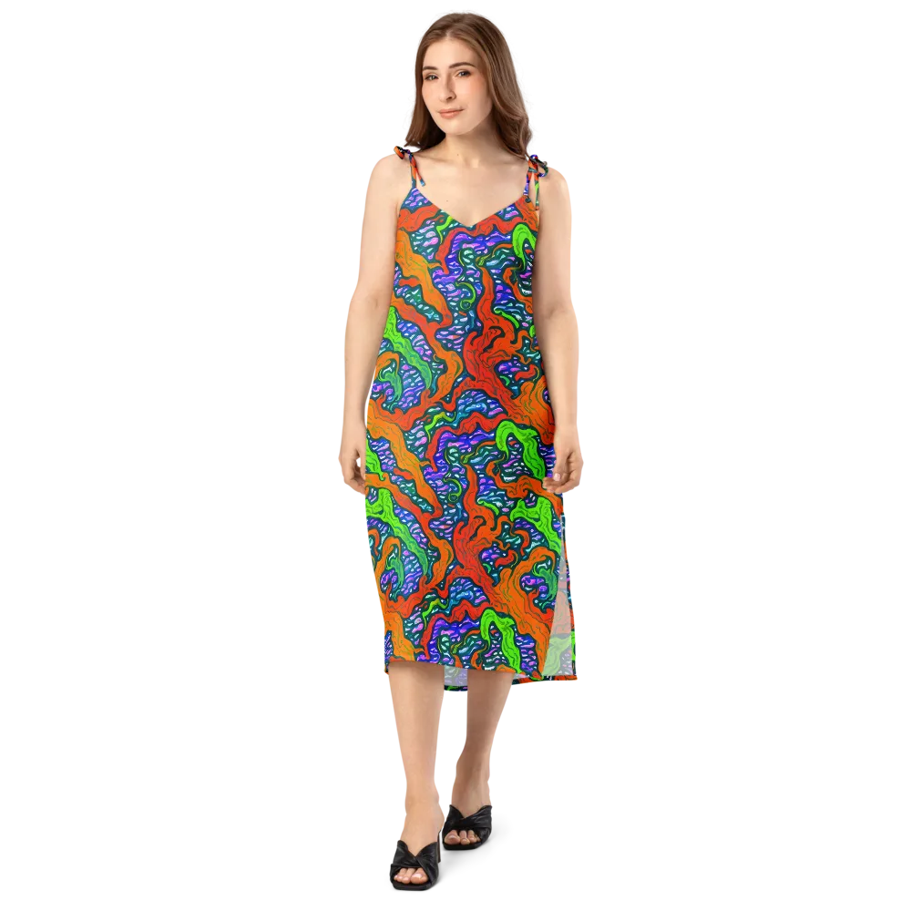 Cyber Tides on Slip Dress — Front