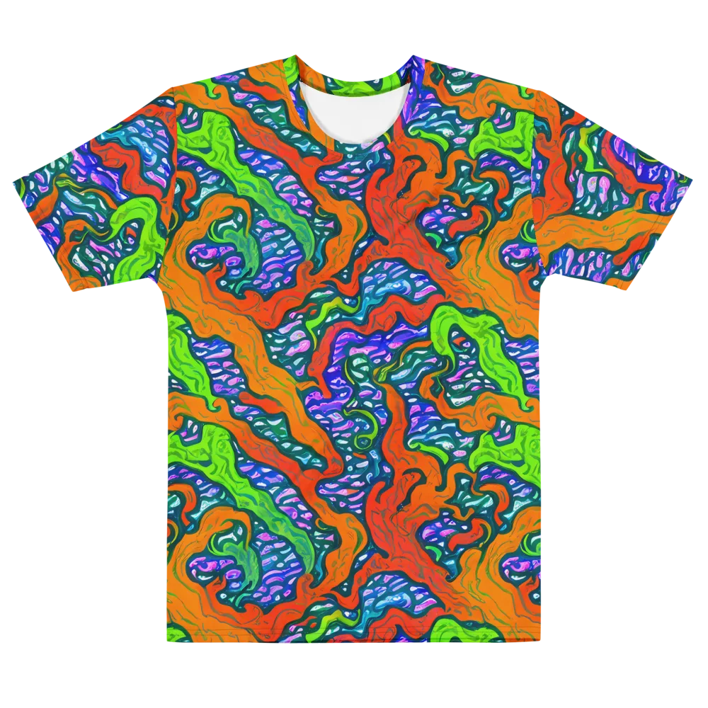 Cyber Tides on Men's Cotton Crew Neck T-Shirt — Front