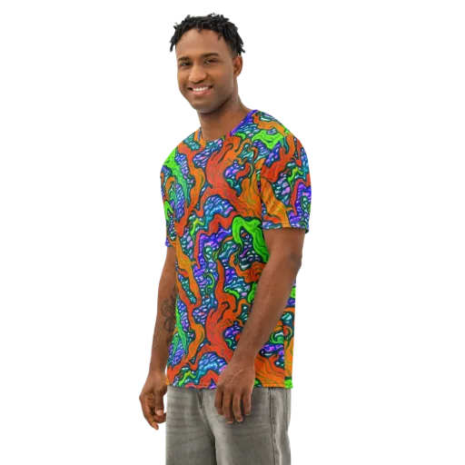 Cyber Tides on a Men's Cotton Crew Neck T-Shirt