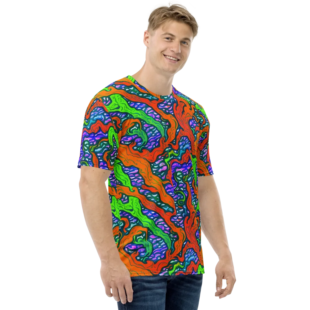 Cyber Tides on Men's Crew Neck T-Shirt — Right