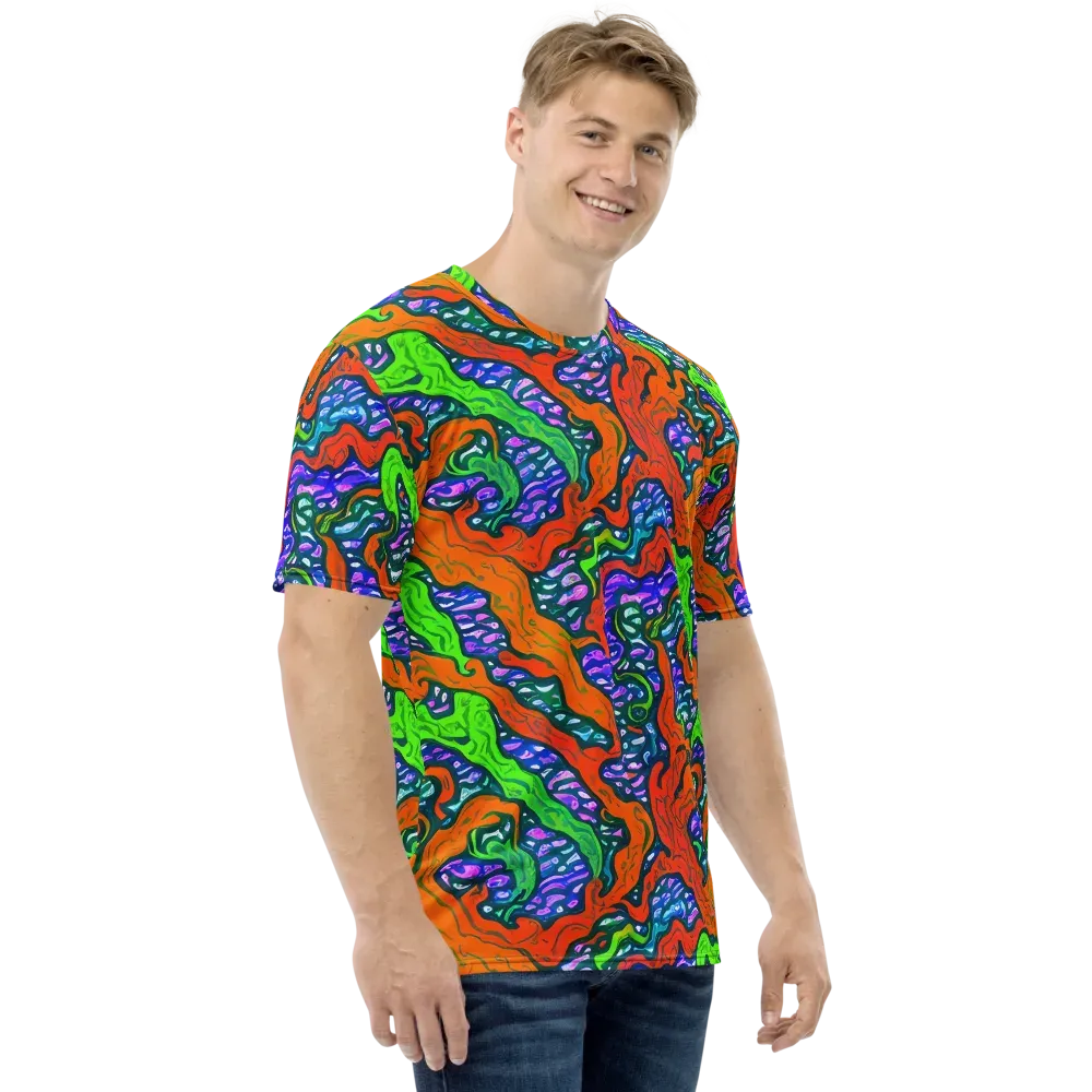 Cyber Tides on Men's Crew Neck T-Shirt — Right