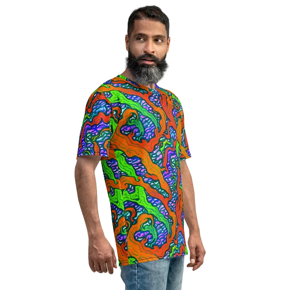 Cyber Tides on Men's Crew Neck T-Shirt — Right