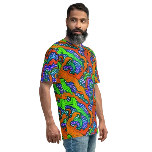 Cyber Tides on a Men's Crew Neck T-Shirt