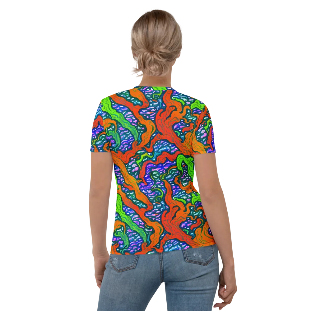Cyber Tides on Women's Crew Neck T-Shirt — Back