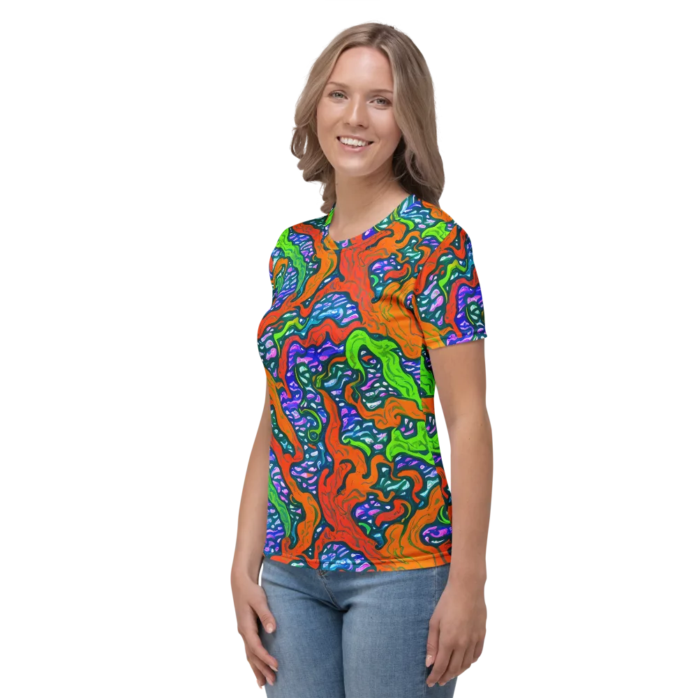 Cyber Tides on Women's Crew Neck T-Shirt — Left