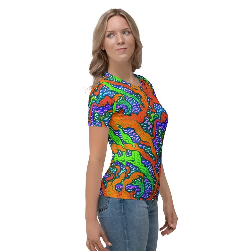 Cyber Tides on Women's Crew Neck T-Shirt — Right