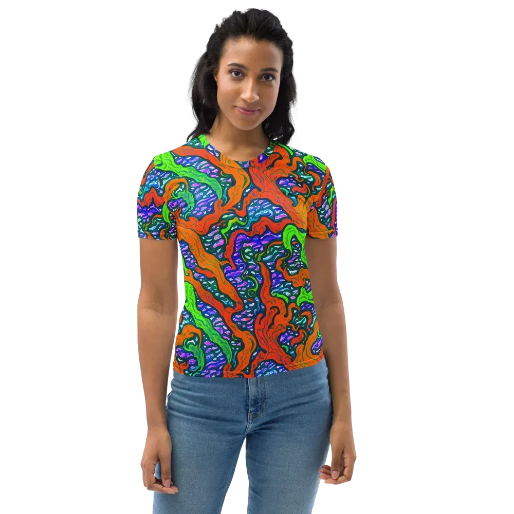 Cyber Tides on Women's Crew Neck T-Shirt — Front