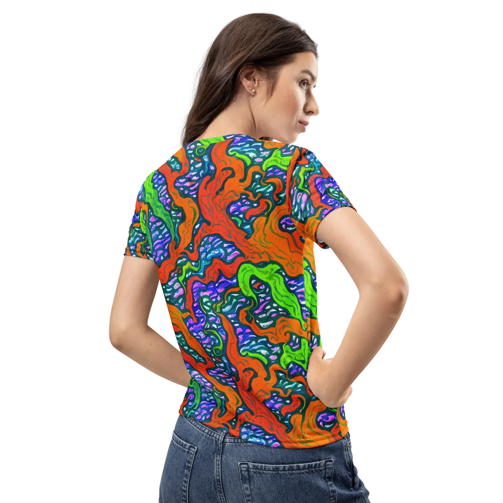 Cyber Tides on Women's Crew Neck T-Shirt — Back