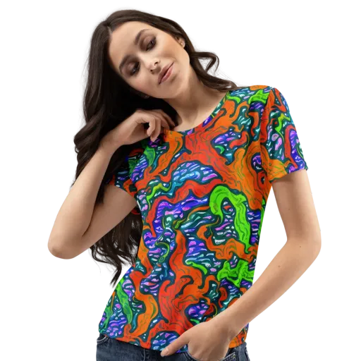 Cyber Tides on a Women's Crew Neck T-Shirt