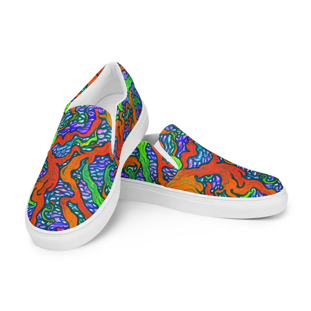 Cyber Tides on Men's Slip-On Canvas Shoes — Left Front