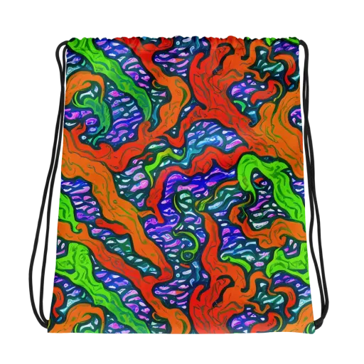 Cyber Tides on a Drawstring Bag