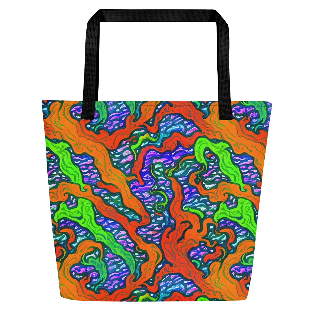 Cyber Tides on Large Tote Bag W/ Pocket — Front