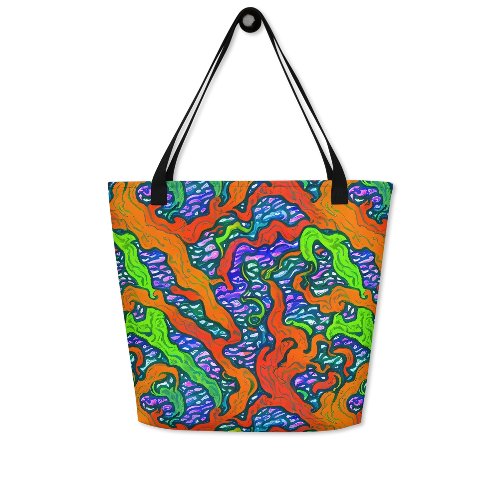 Cyber Tides on Large Tote Bag W/ Pocket — Front