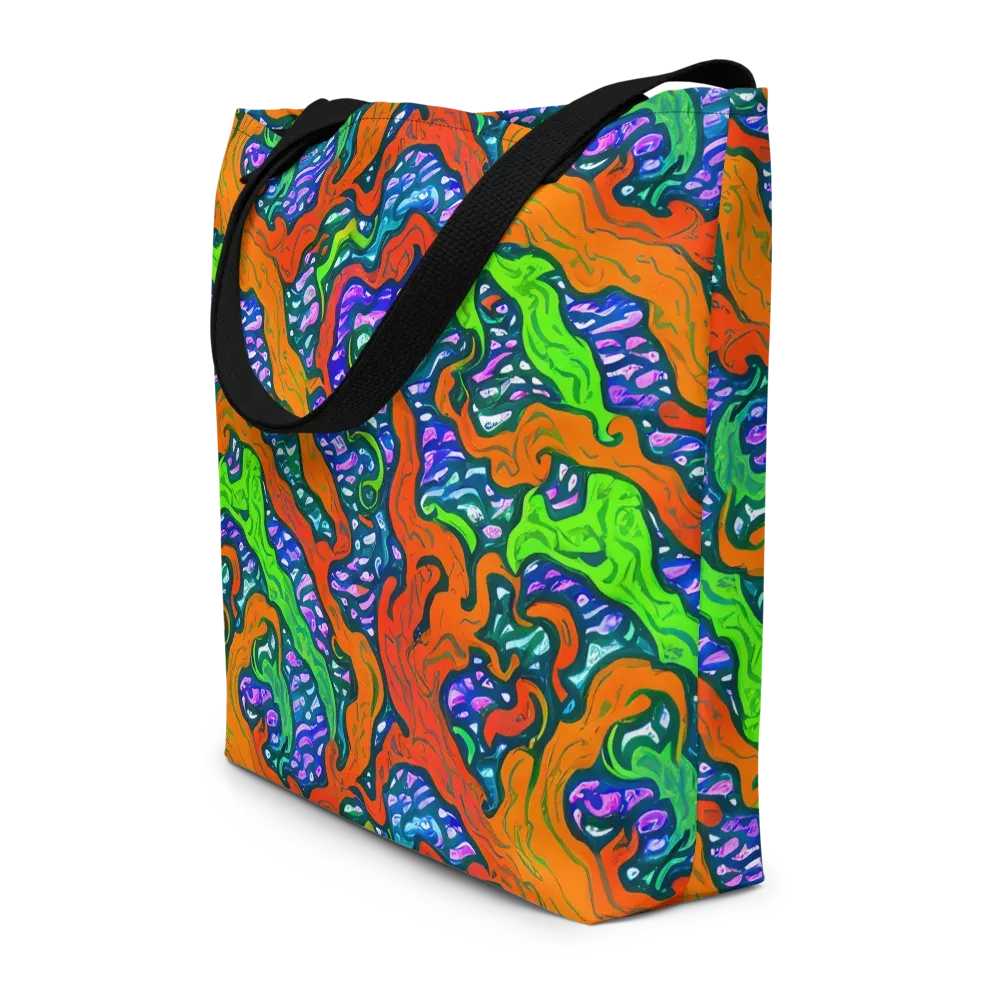 Cyber Tides on Large Tote Bag W/ Pocket — Front