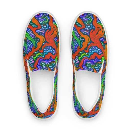 Cyber Tides on a Women's Slip-On Canvas Shoes
