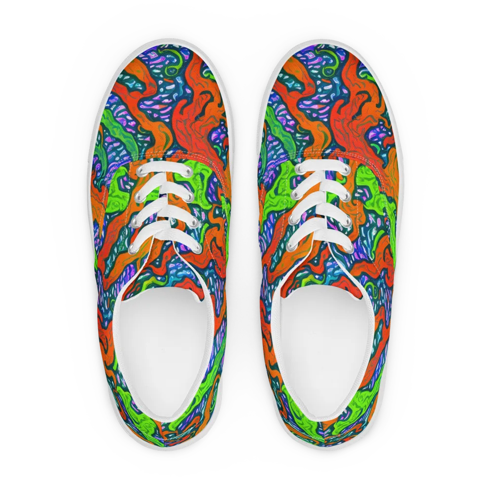Cyber Tides on Men's Lace-Up Canvas Shoes — Front