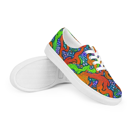 Cyber Tides on a Men's Lace-Up Canvas Shoes