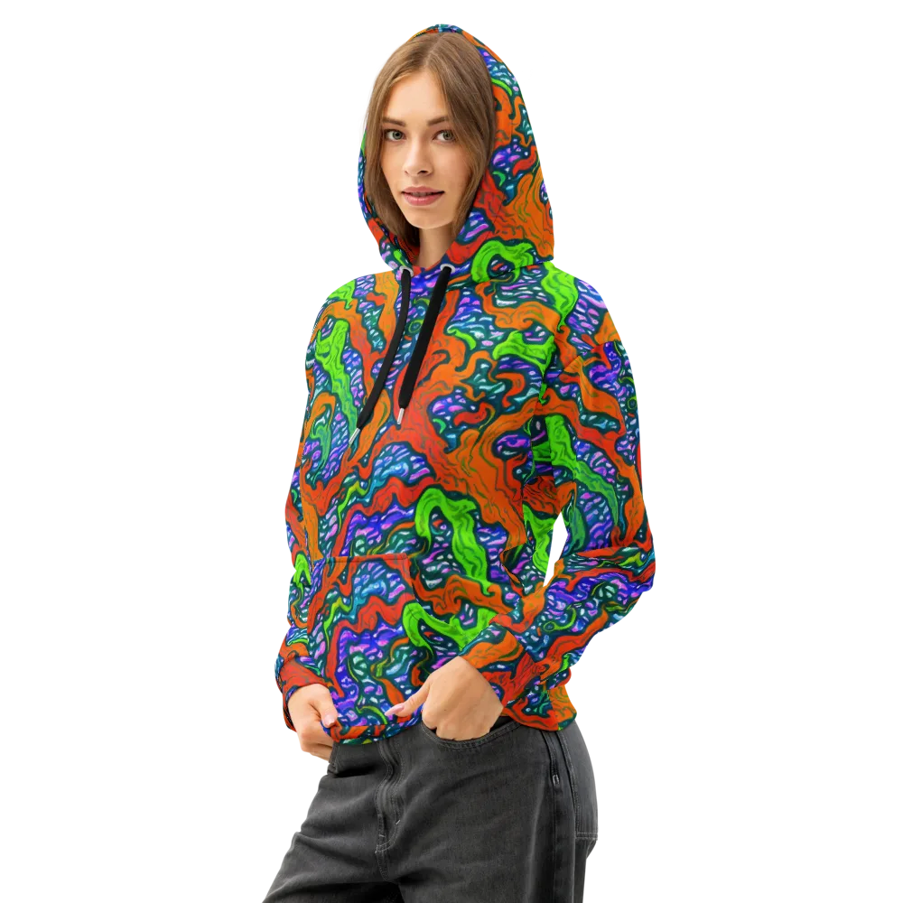 Cyber Tides on Cotton Hoodie — Left Front