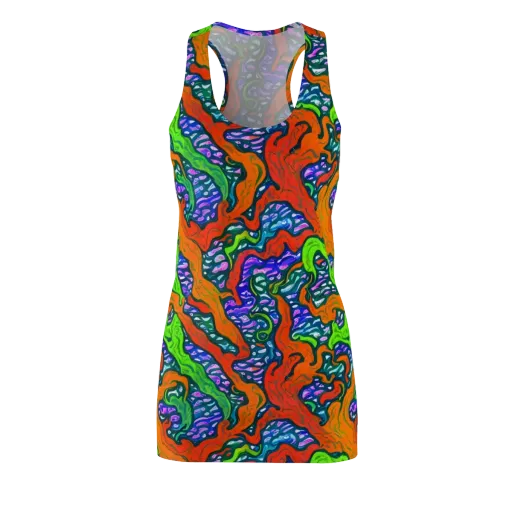 Cyber Tides on a Racerback Dress