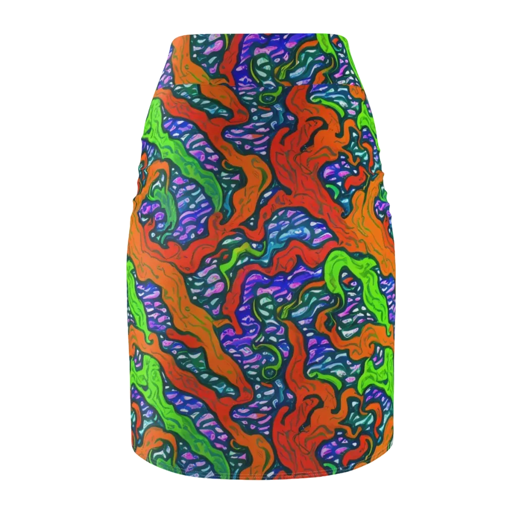 Cyber Tides on Pencil Skirt — Back