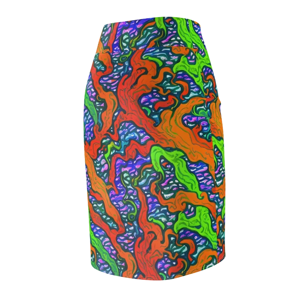 Cyber Tides on Pencil Skirt — Back Side