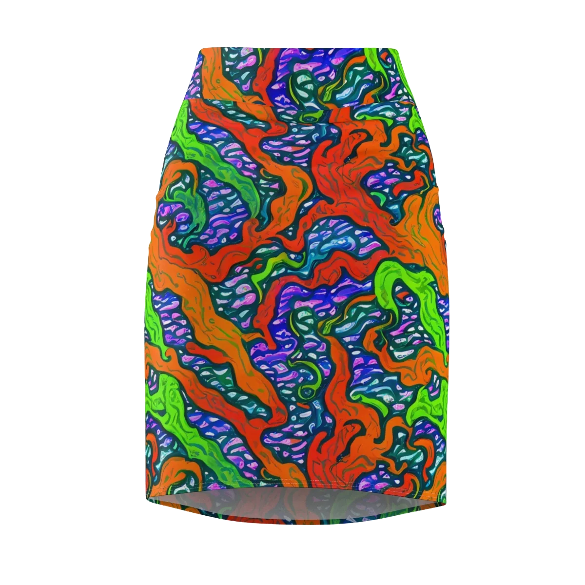 Cyber Tides on Pencil Skirt — Front