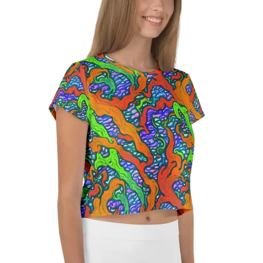 Cyber Tides on a Crop Tee