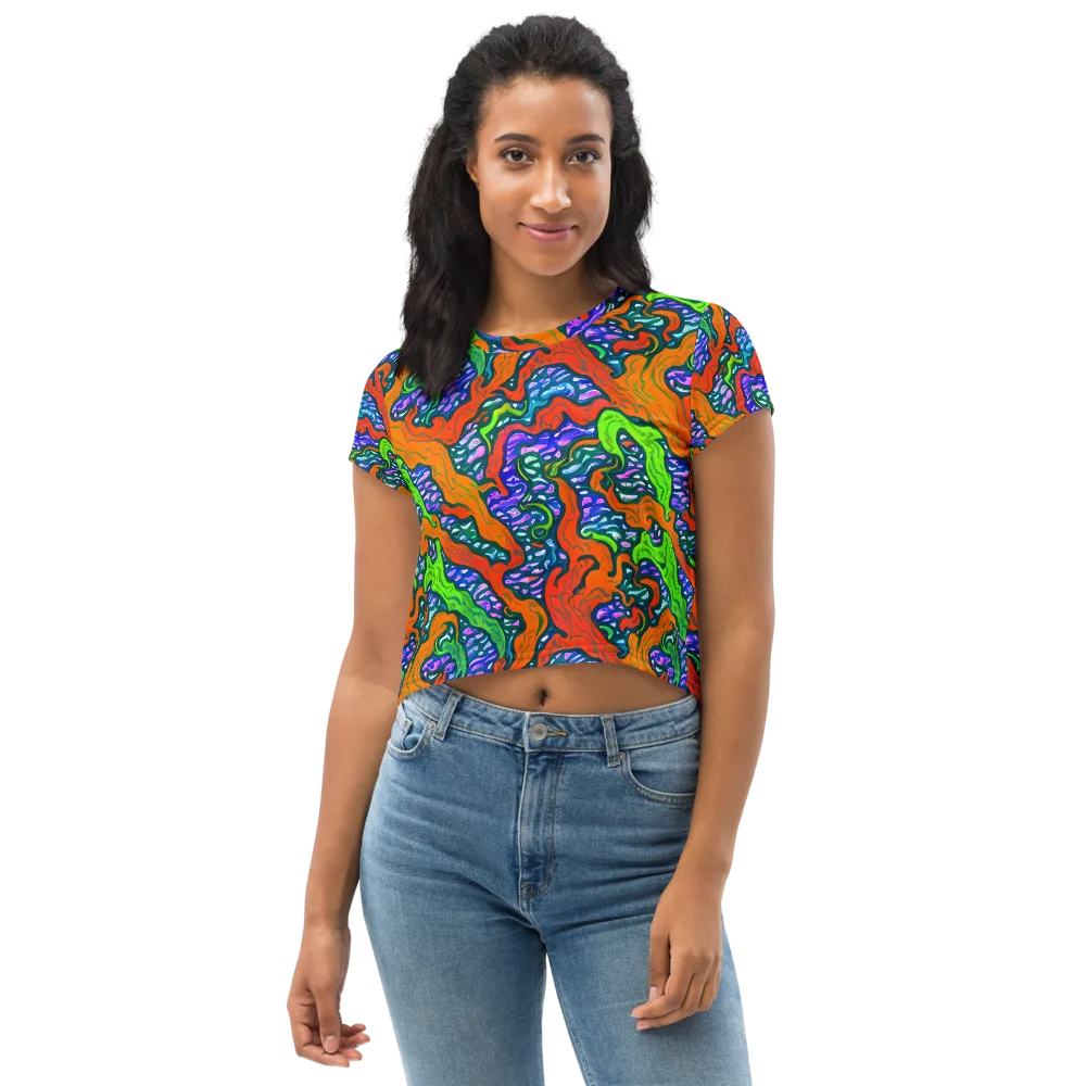 Cyber Tides on Crop Tee — Front