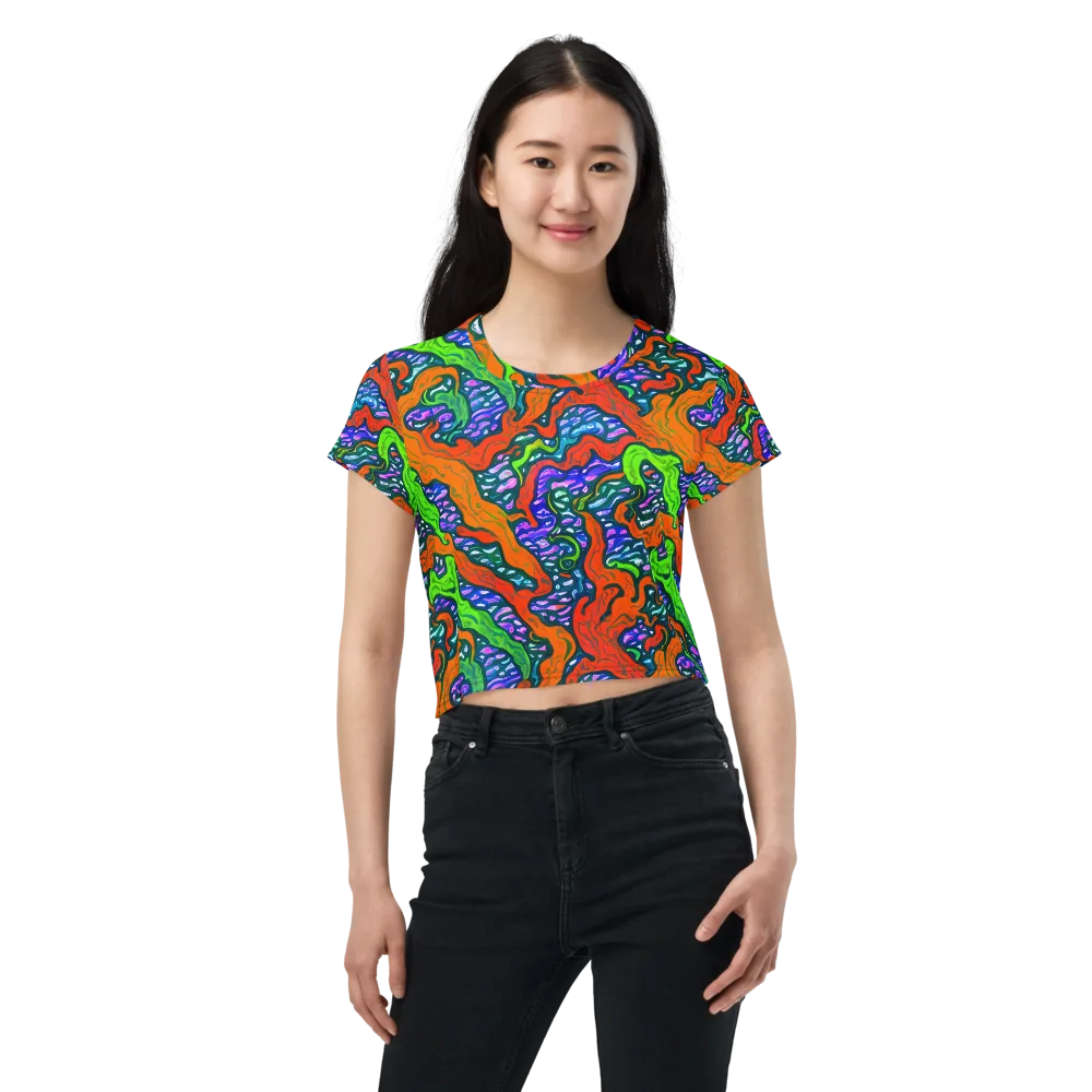 Cyber Tides on Crop Tee — Front